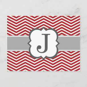 Carte Postale LETTRE MONOGRAPHIQUE BLANC ROUGE J Chevron