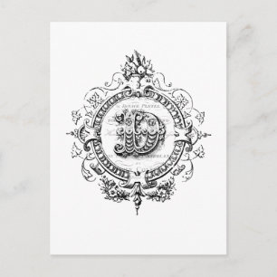 Carte Postale lettre monographique vintage moderne D