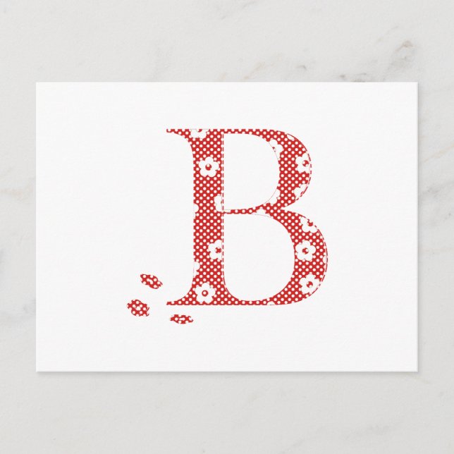 Carte Postale LETTRE Motif Fleur B(rouge) (Devant)