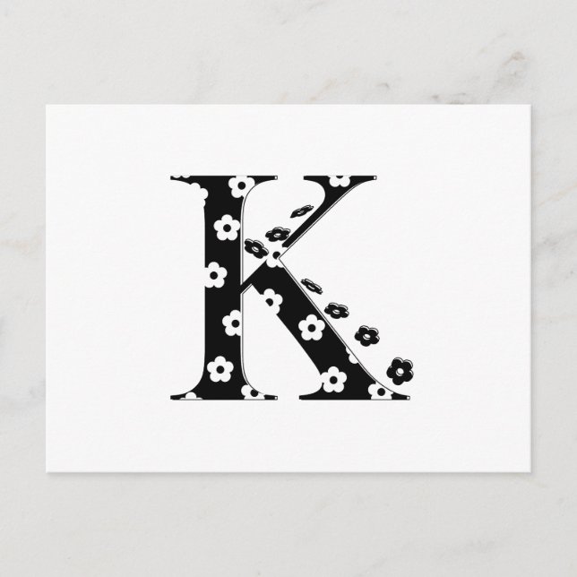 Carte Postale LETTRE Motif Fleur K (Devant)