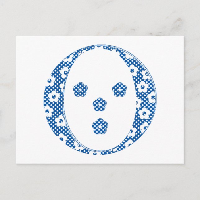 Carte Postale LETTRE Motif Fleur O(bleu) (Devant)