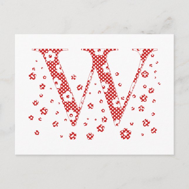 Carte Postale LETTRE Motif Fleur W(rouge) (Devant)