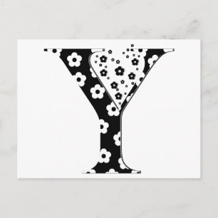Carte Postale LETTRE Motif Fleur Y