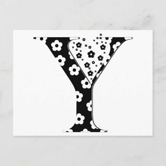 Carte Postale LETTRE Motif Fleur Y (Devant)