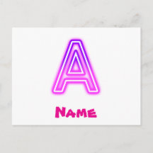 Lettre néon A Monogramme Violet Rose Clair Initial
