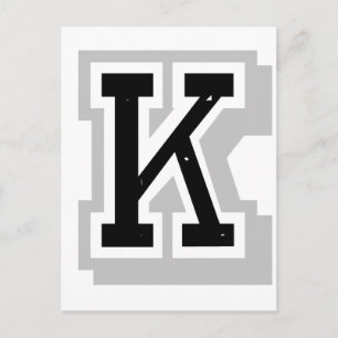 Carte Postale lettre noire gris K