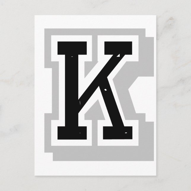 Carte Postale lettre noire gris K (Devant)