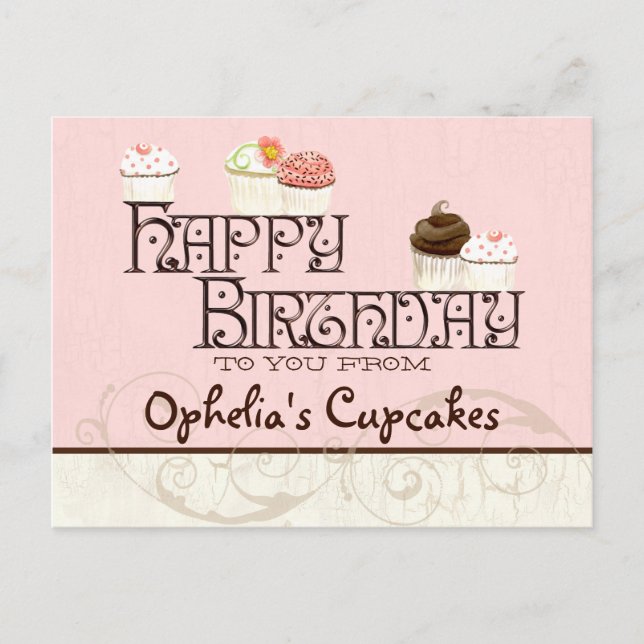Carte Postale Lettre O Joyeux Anniversaire Cupcake Business Cart (Devant)
