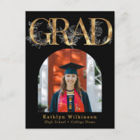 Lettre or GRAD Floral Photo Grad Faire-part