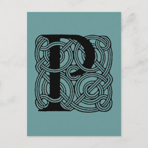 Carte Postale LETTRE P Vintage Céleste Knot Monogramme
