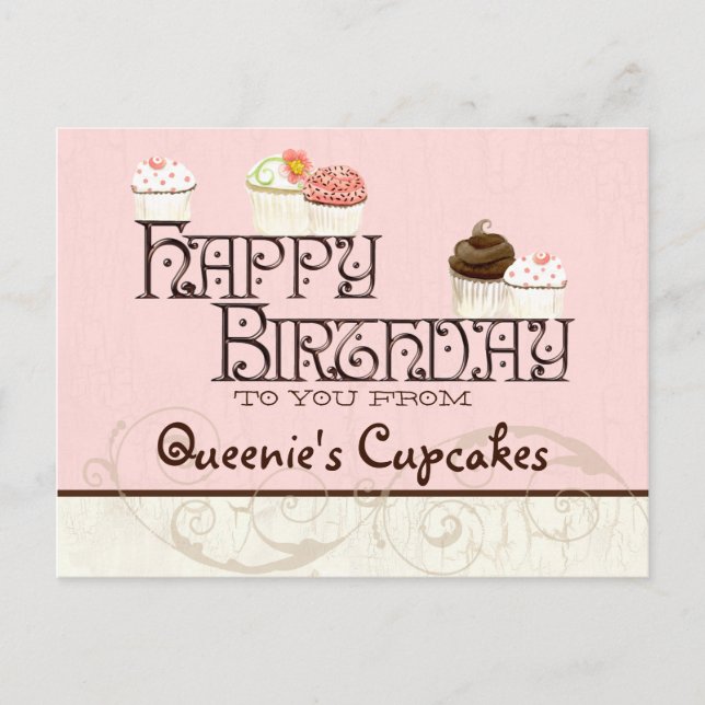 Carte Postale Lettre Q Joyeux Anniversaire Cupcake Business Cart (Devant)