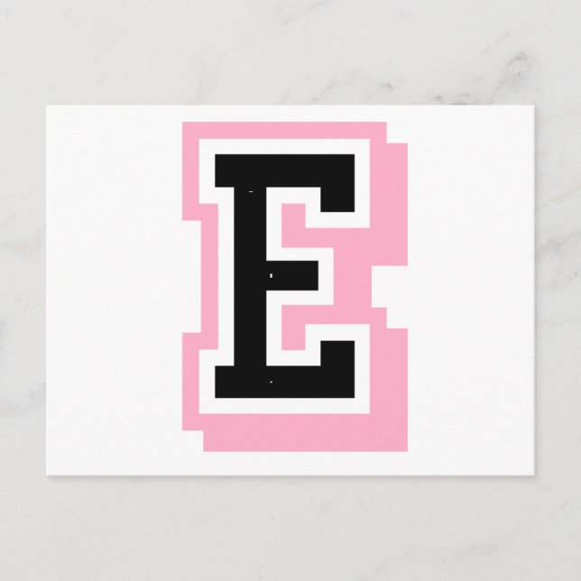 Carte Postale lettre rose noire E (Devant)