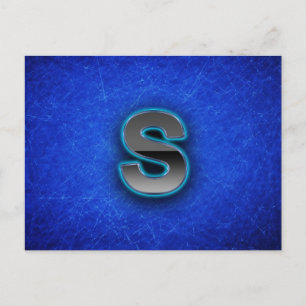 Carte Postale Lettre S - édition bleu néon