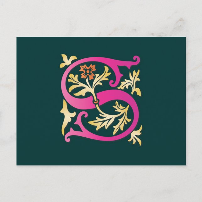 Carte Postale Lettre S Monogramme (Devant)