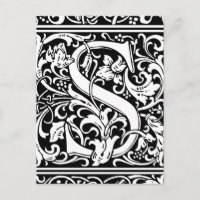 Lettre S Monogramme médiéval Art Nouveau
