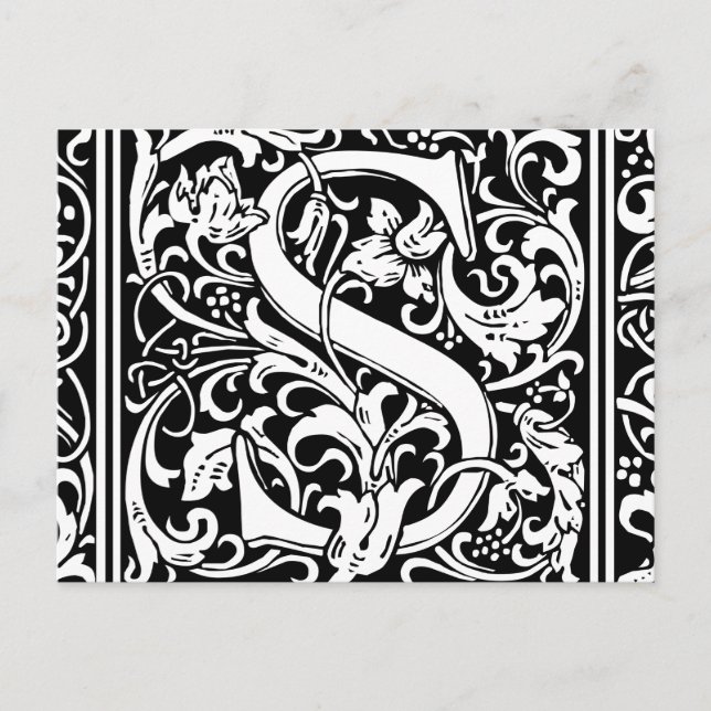 Carte Postale Lettre S Monogramme Médiéval Initiale Vintage (Devant)