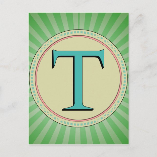 CARTE POSTALE LETTRE T MONOGRAM (Devant)