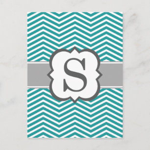 Carte Postale LETTRE turquoise MONÂTRE BLANC S Chevron