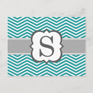Carte Postale LETTRE turquoise MONÂTRE BLANC S Chevron