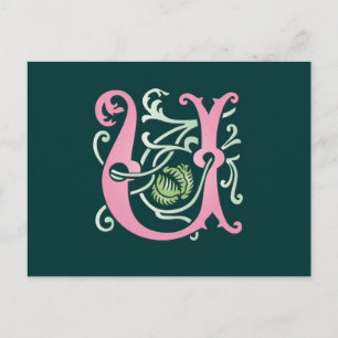 Carte Postale Lettre U Monogramme
