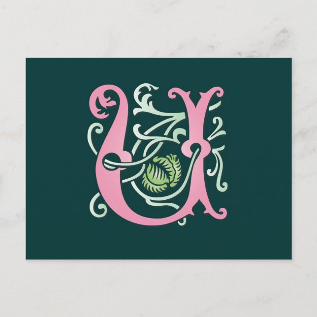 Carte Postale Lettre U Monogramme (Devant)