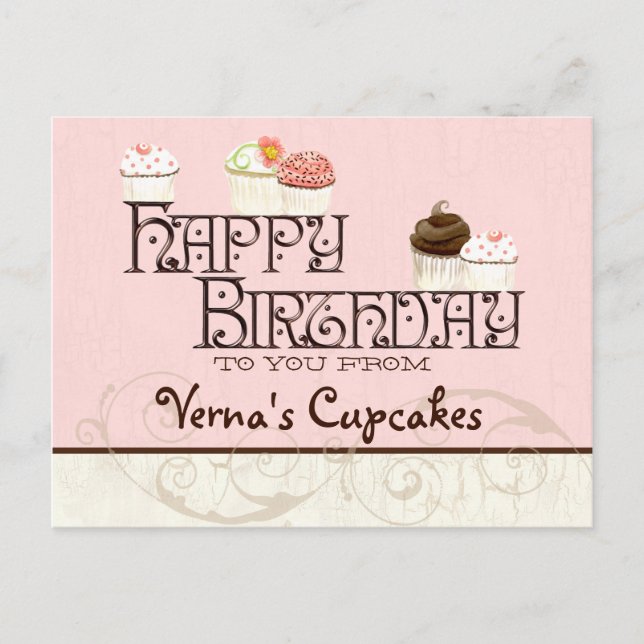 Carte Postale Lettre V Joyeux Anniversaire Cupcake Business Cart (Devant)