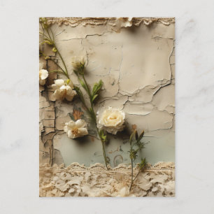 Carte Postale Lettre vintage d'amour parchemin avec fleurs (3)