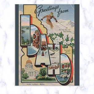 Carte Postale LETTRE vintage GRANDE Idaho