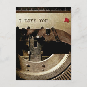 Carte Postale LETTRE Vintage ROSE MOULE I Love You, vieille mach