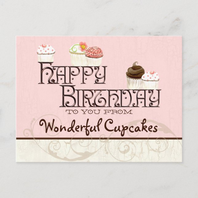 Carte Postale Lettre W Joyeux Anniversaire Cupcake Business Cart (Devant)