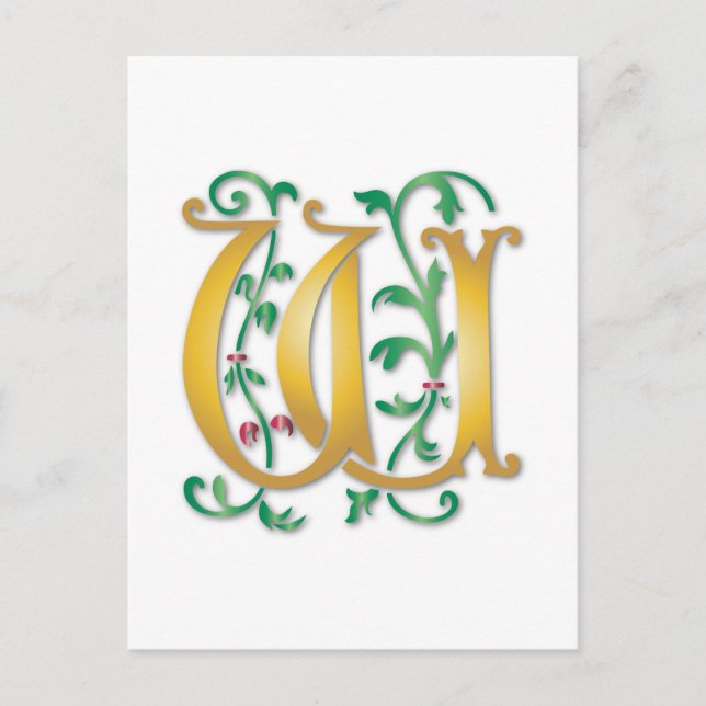 Carte Postale Lettre W Monogramme (Devant)