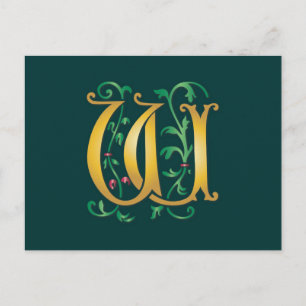 Carte Postale Lettre W Monogramme