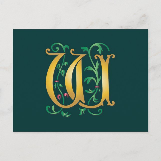 Carte Postale Lettre W Monogramme (Devant)
