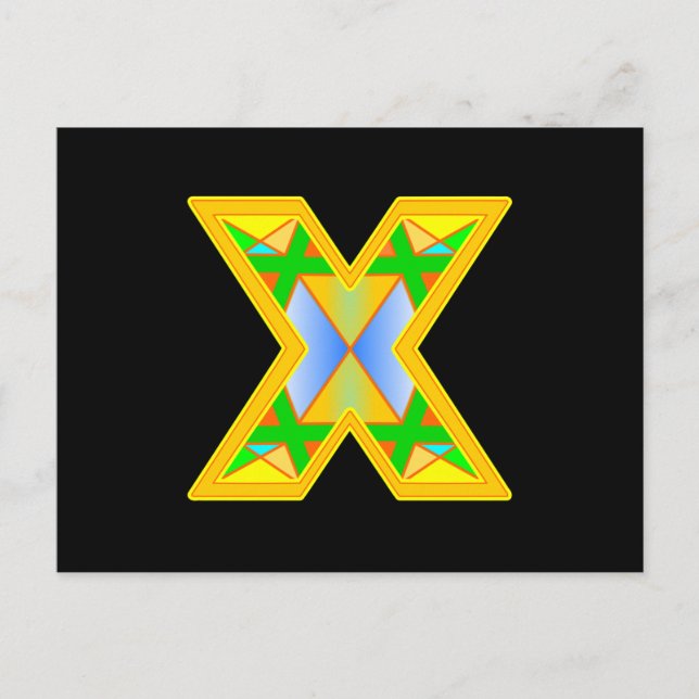 Carte Postale Lettre X Jaune Plan Mini Vert X x 4 (Devant)