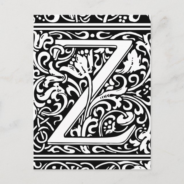 Carte Postale Lettre Z Monogramme médiéval Art Nouveau (Devant)