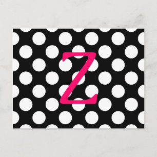 Carte Postale Lettre Z rose sur pois