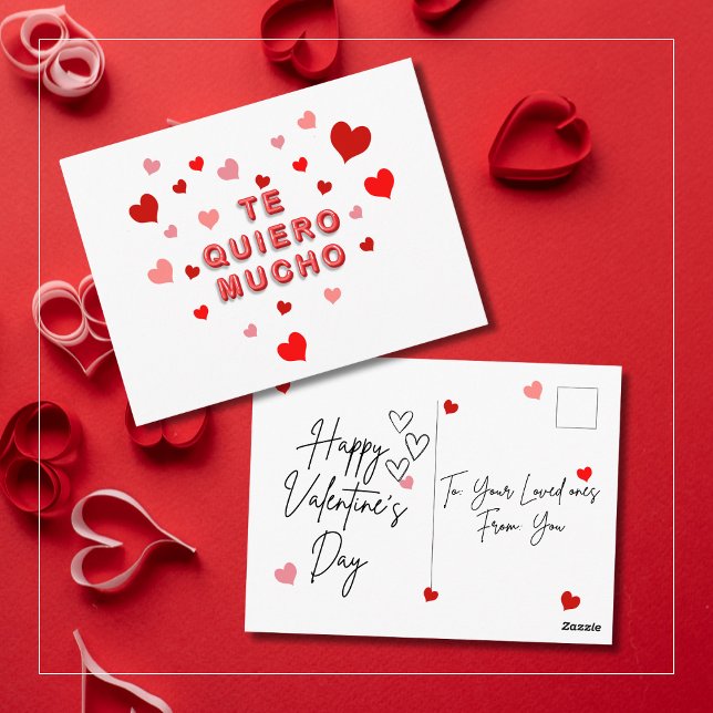 Carte Postale Lettres 3d du Coeur Rouge Confetti Te Quiero Mucho (Créateur téléchargé)