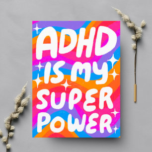 Carte Postale Lettres bulles ADHD Super Power Fun sur mesure