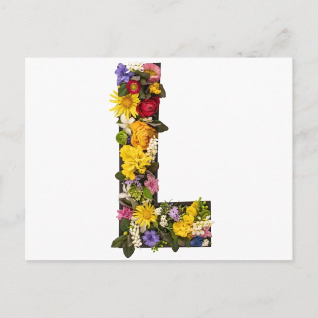 Carte Postale Lettres de l'alphabet fleurs  (Devant)