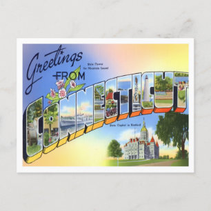 Carte Postale Lettres Vintages Connecticut