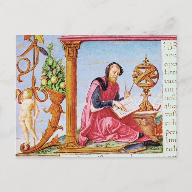 Carte Postale Lettrine historiée 'L' représentant Pline l' (Devant)