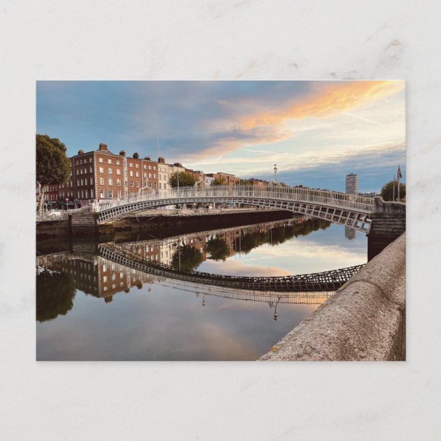 Carte Postale Lever d'automne au pont Ha'Penny à Dublin (Devant)