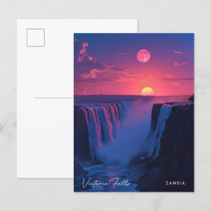 Carte Postale Lever de soleil à Victoria Falls Zambie Vintage vo