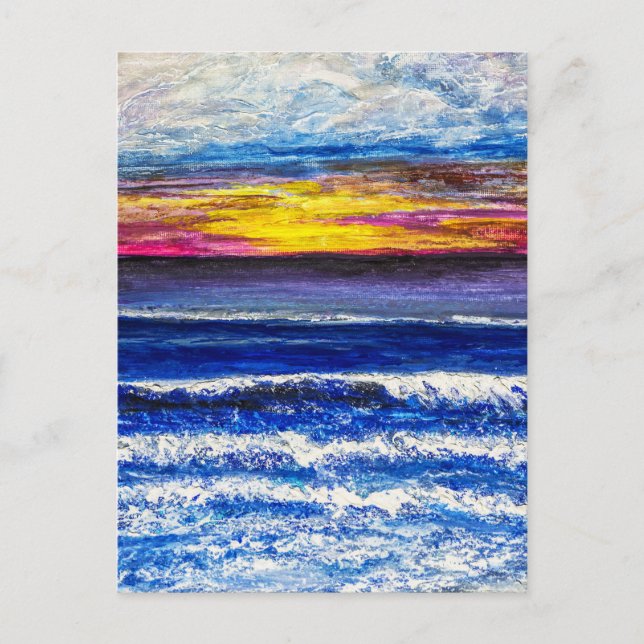 Carte postale - Lever de soleil au bord de la mer (Devant)