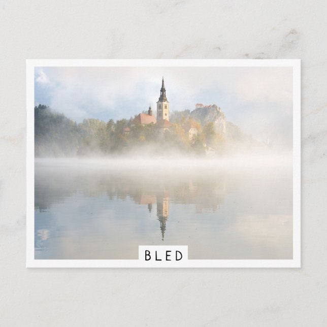 Carte Postale Lever de soleil brumeux au lac de Bled (Devant)
