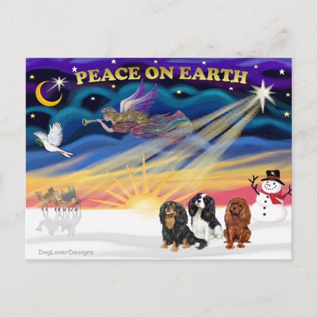 Carte Postale Lever de soleil de Noël - Cavalier King Charles (t (Devant)