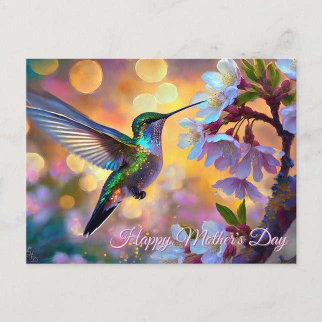 Carte Postale Lever de soleil du cerisier à fleurs Fête des mère (Devant)