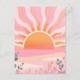 Carte Postale Lever de soleil pastel boho prairie