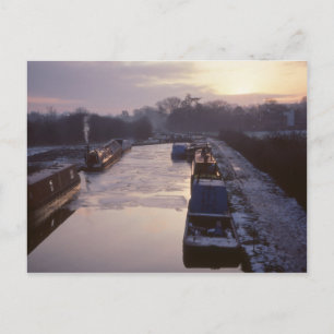 Carte Postale Lever de soleil sur le canal en hiver
