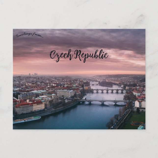 Carte Postale Lever de soleil sur Prague République tchèque (Devant)